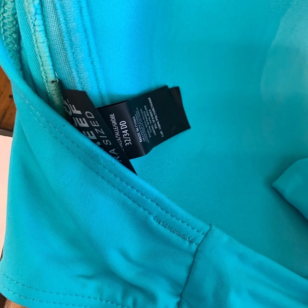 NWT Coco Reef Solid Aqua Brze‎ Underwire Bikini Top Sz 32/34DD No Straps